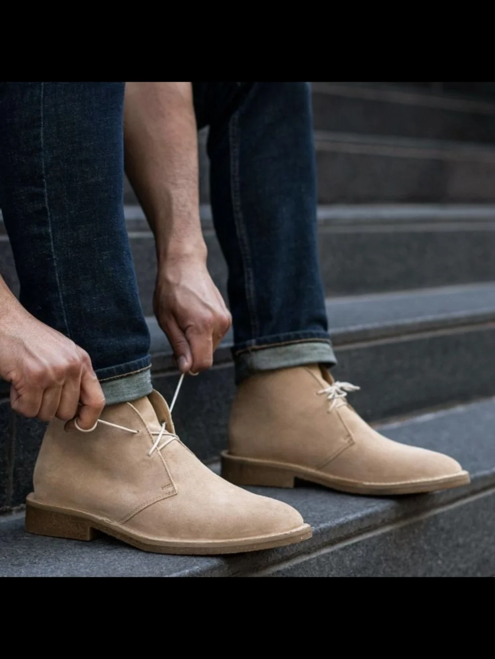 Thursday Men's Suede Desert Boots in Beige - Classic Casual 10.5